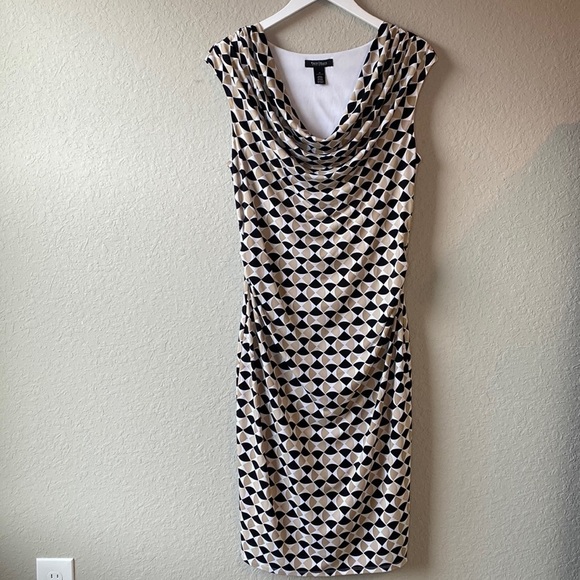 WHBM Geometric Print Sleeveless Cowl Neck Dress Size 12 - Picture 1 of 14